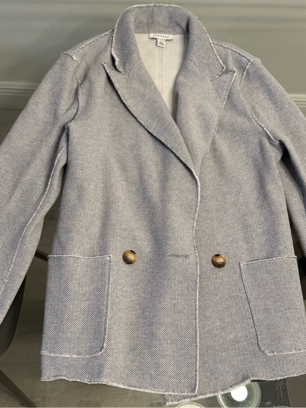 Topshop Light Gray Double-Breasted Blazer Jacket